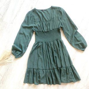 Hespurus Women Dress Size Medium Long Sleeve Green Frock Cottage Core